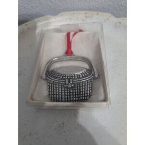 Vintage Woodbury Pewter Nantucket Lightship Basket Christmas Ornament